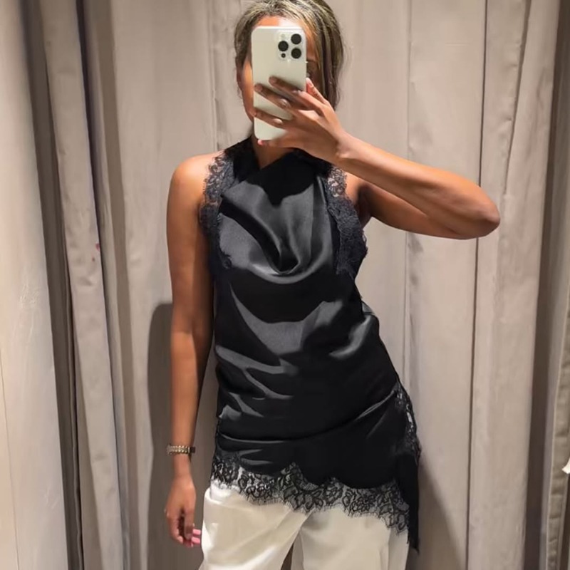 Tuularose Black Lace Vest Fash - Street Fashion Look 评论和价格