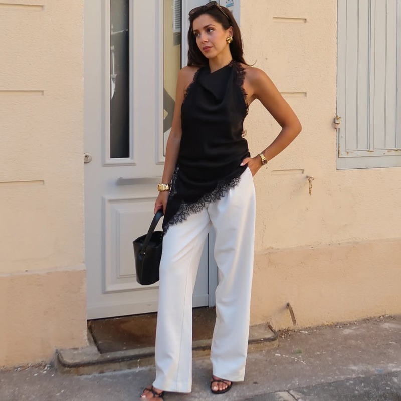 Tuularose Black Lace Vest Fash - Street Fashion Look 评论和价格