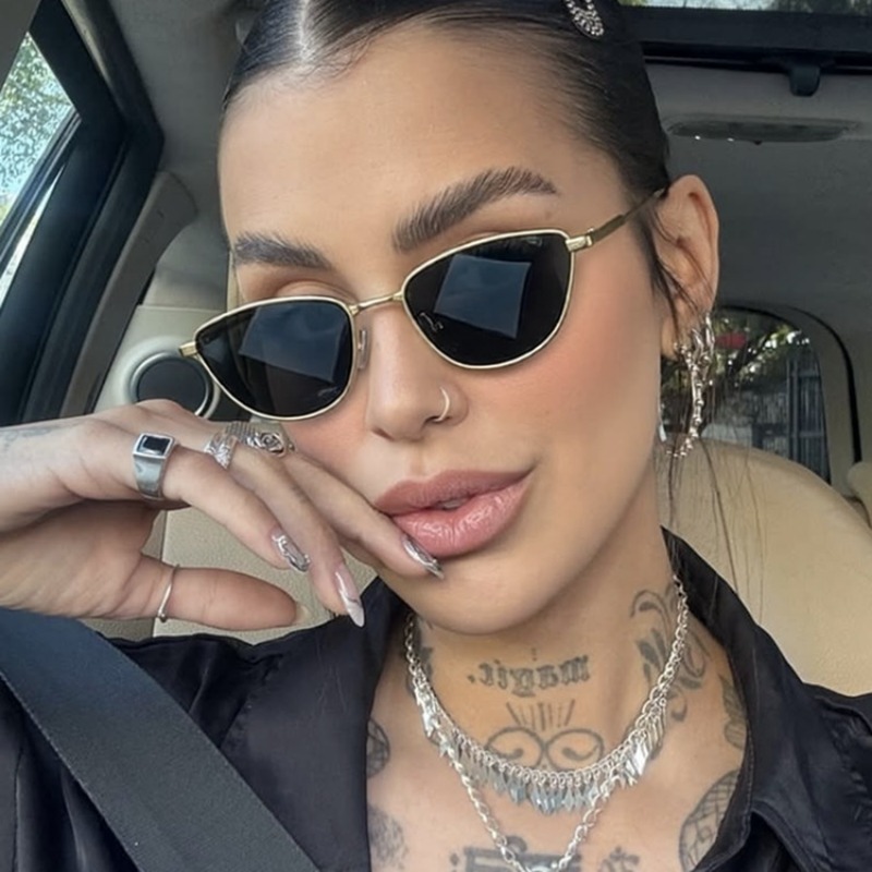 Retro Small Frame Cat Eye Meta - Street Fashion High End 评论和价格