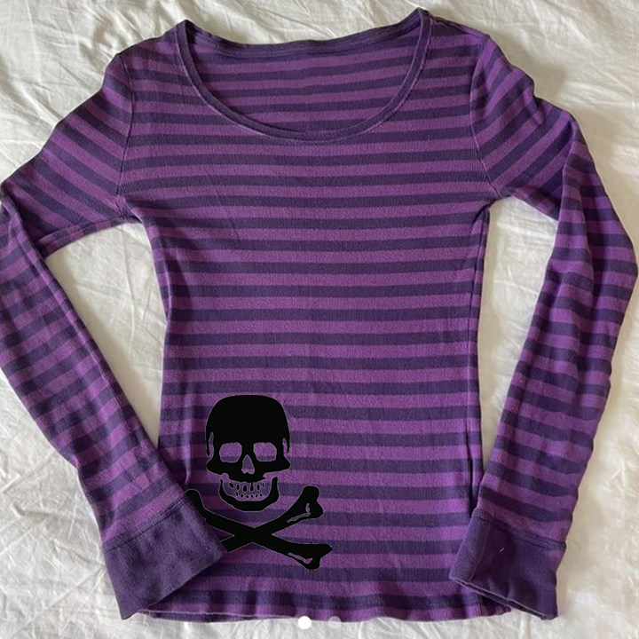 Y2k Long sleeve Top Stripe Str - Street Fashion Goth 评论和价格