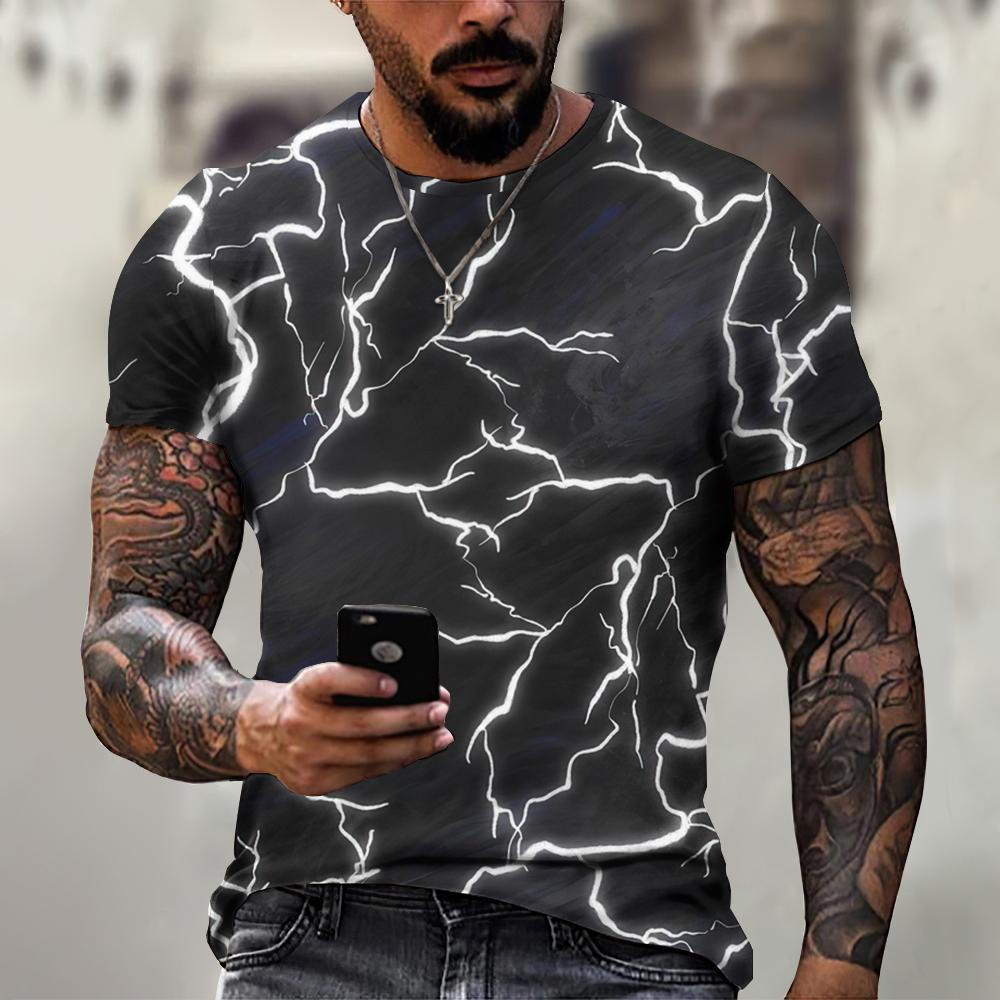 Lightning Graphic Men's T-Shir - Street Fashion Style Male 评论和价格