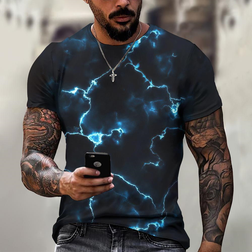 Lightning Graphic Men's T-Shir - Street Fashion Style Male 评论和价格