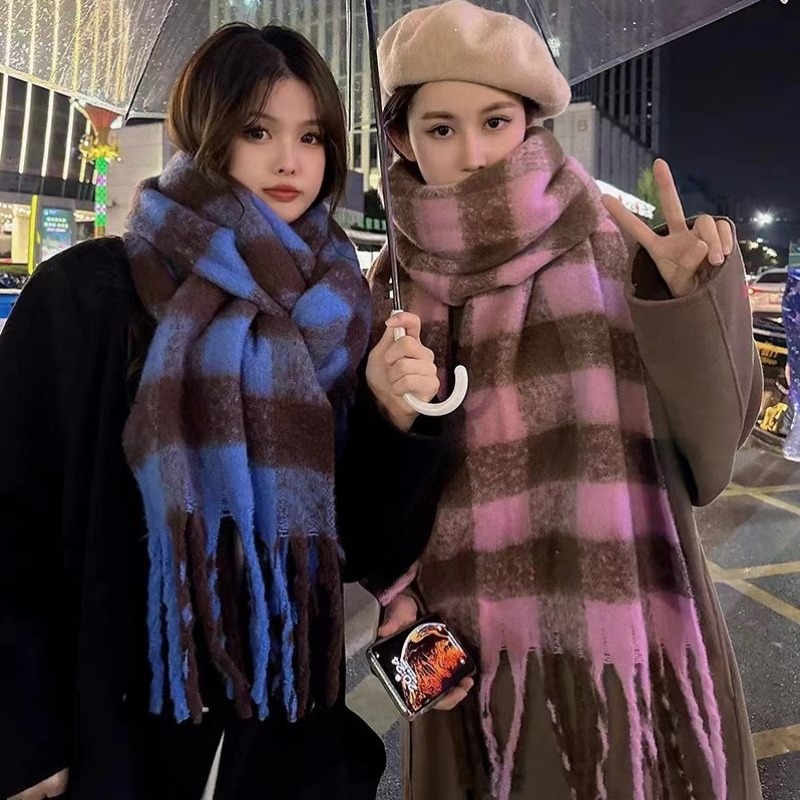 Korean Plaid Scarves Women Kee - Street Fashion Korean 评论和价格