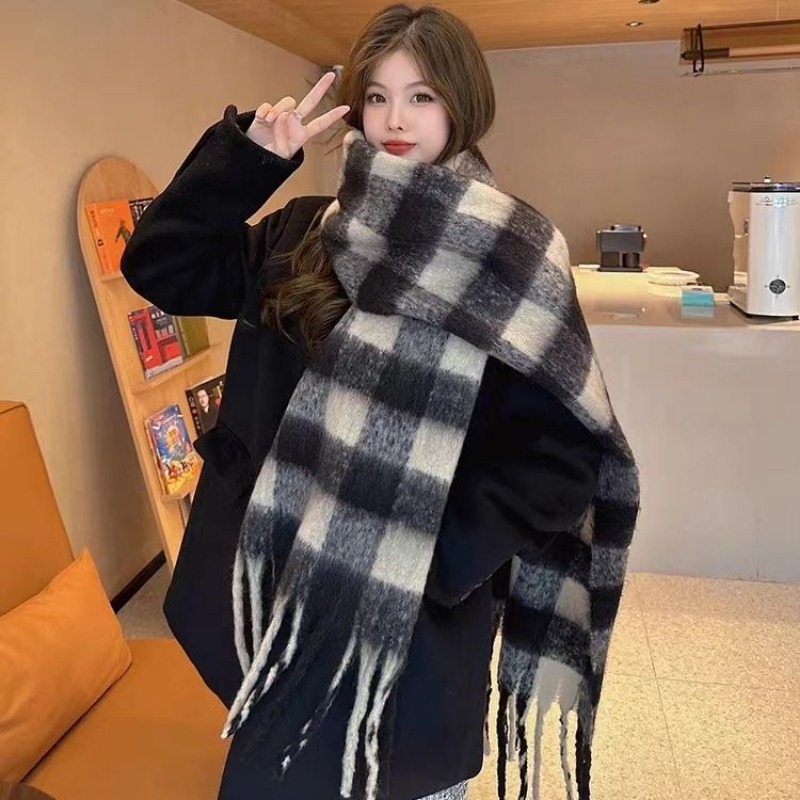 Korean Plaid Scarves Women Kee - Street Fashion Korean 评论和价格