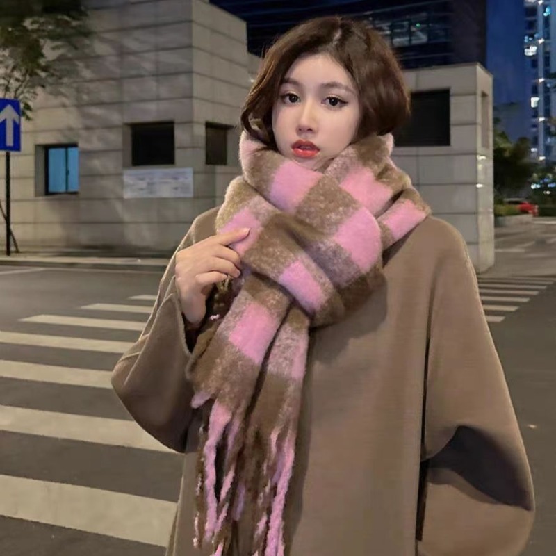 Korean Plaid Scarves Women Kee - Street Fashion Korean 评论和价格