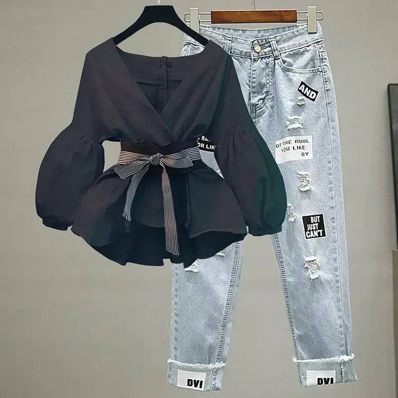 Women Elegant V-Neck Stripe La - Street Fashion Korean 评论和价格