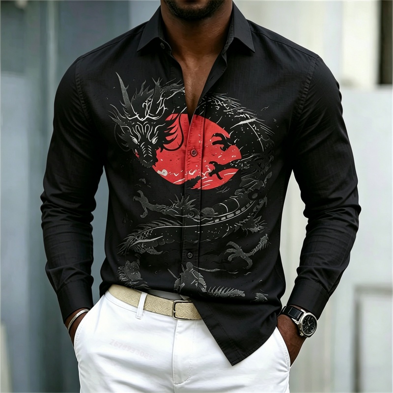 2026 New Men's Shirt White Bla - Street Fashion Style 评论和价格