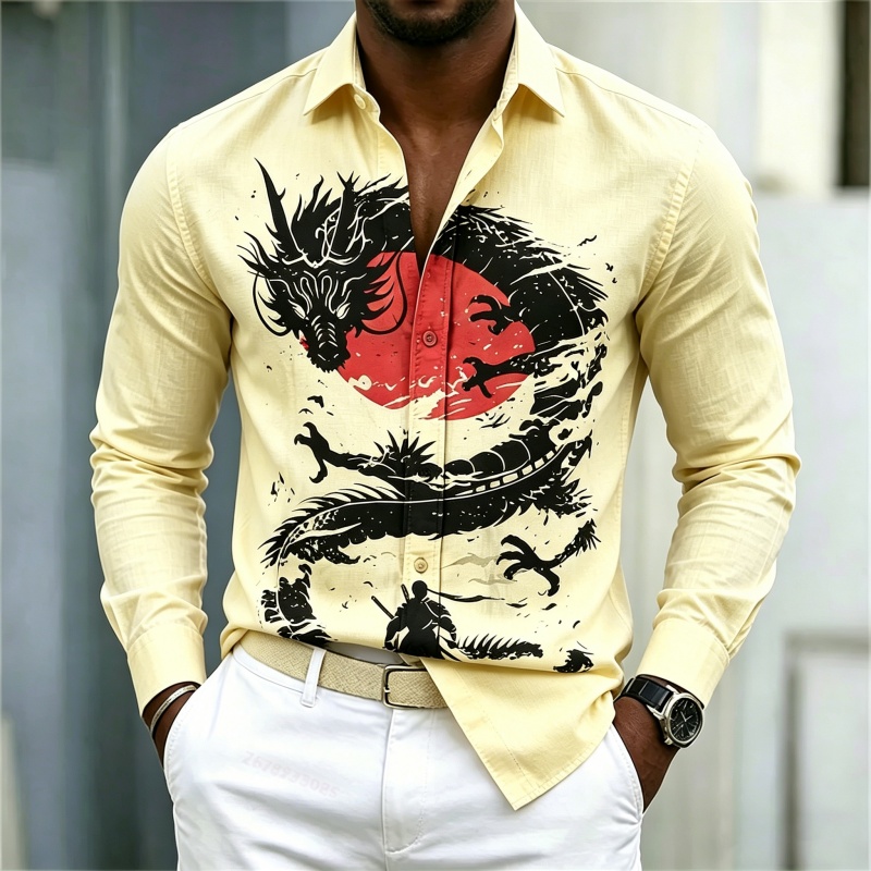 2026 New Men's Shirt White Bla - Street Fashion Style 评论和价格