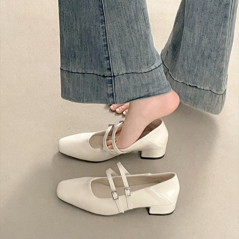 Square Toe Low Heel Women Silv - Street Fashion Style 评论和价格