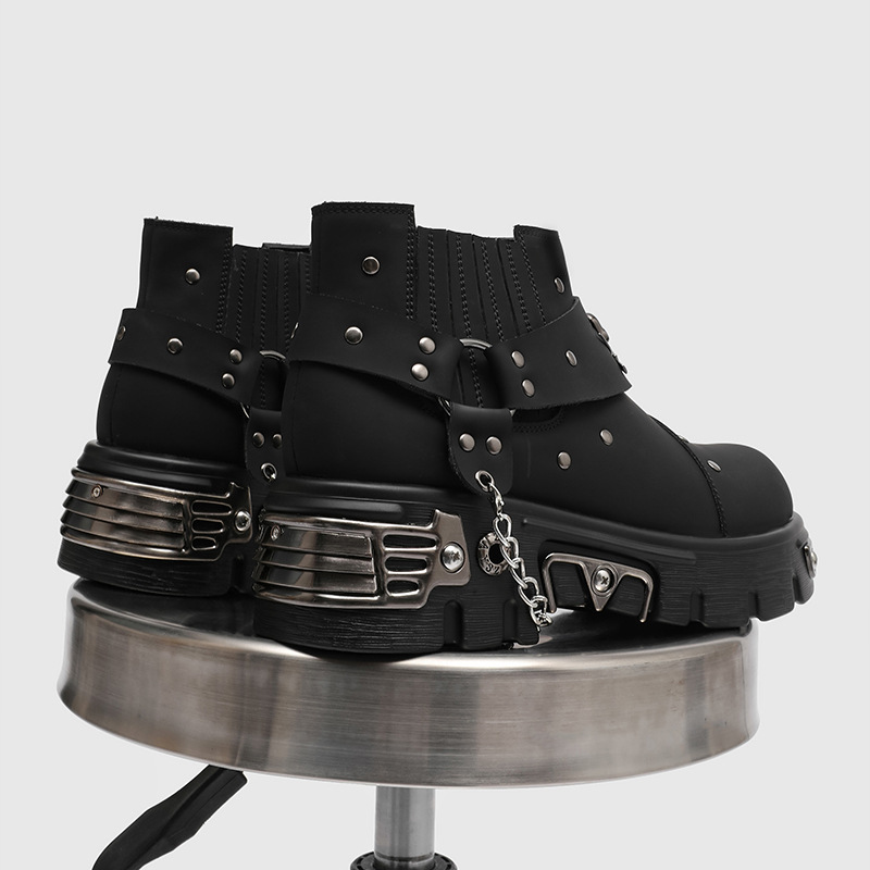Rock Punk Metal Patchwork Moto - Street Fashion Style Male 评论和价格