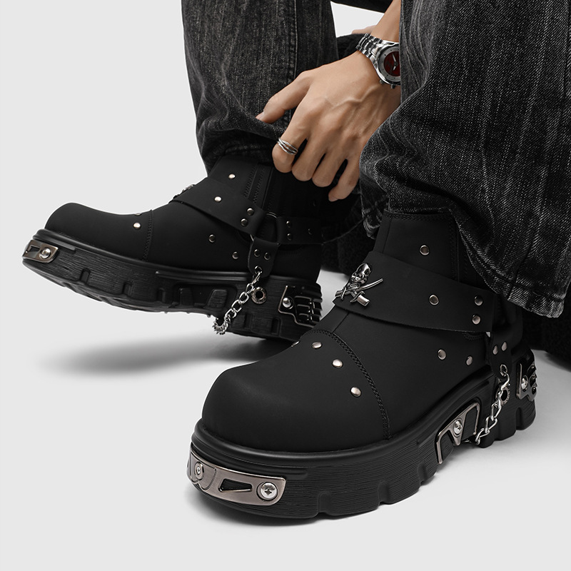Rock Punk Metal Patchwork Moto - Street Fashion Style Male 评论和价格