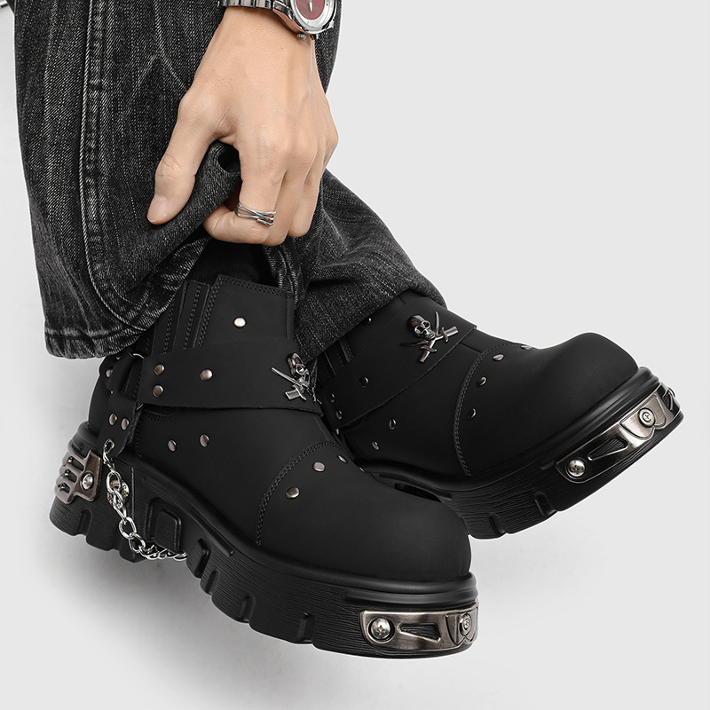Rock Punk Metal Patchwork Moto - Street Fashion Style Male 评论和价格