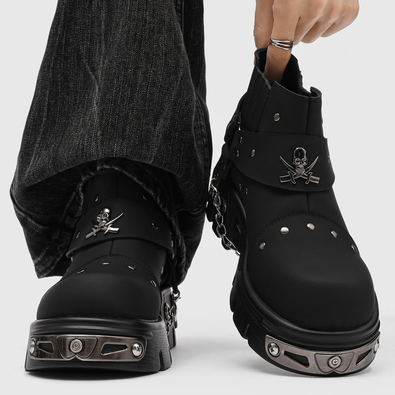 Rock Punk Metal Patchwork Moto - Street Fashion Style Male 评论和价格