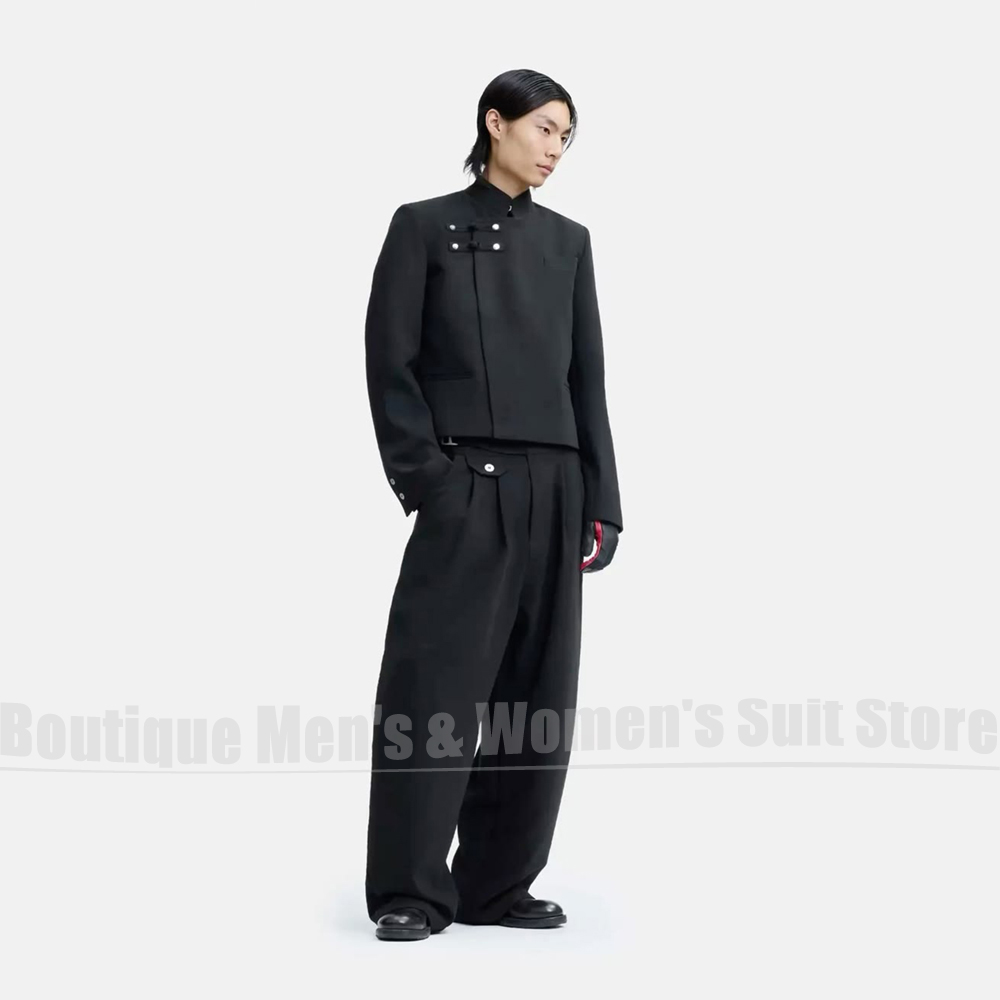 Mens Black Suit Modern Stand N - Street Fashion Outfit For Men 评论和价格