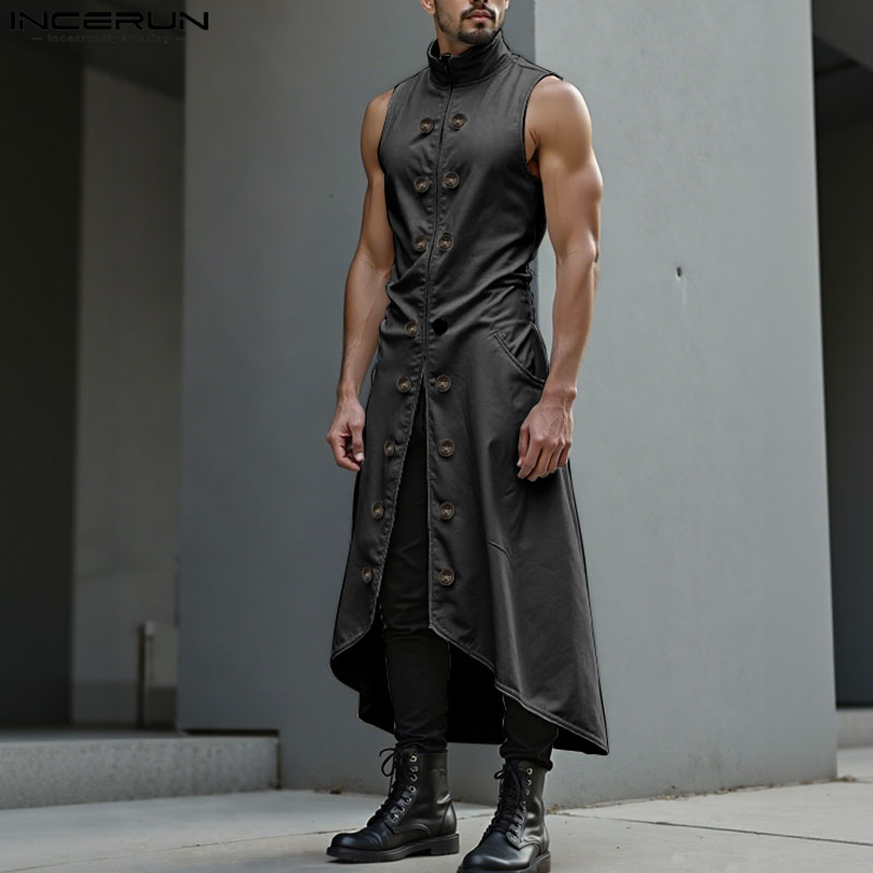 INCERUN Men Long Style Vests S - Street Fashion Style Male 评论和价格