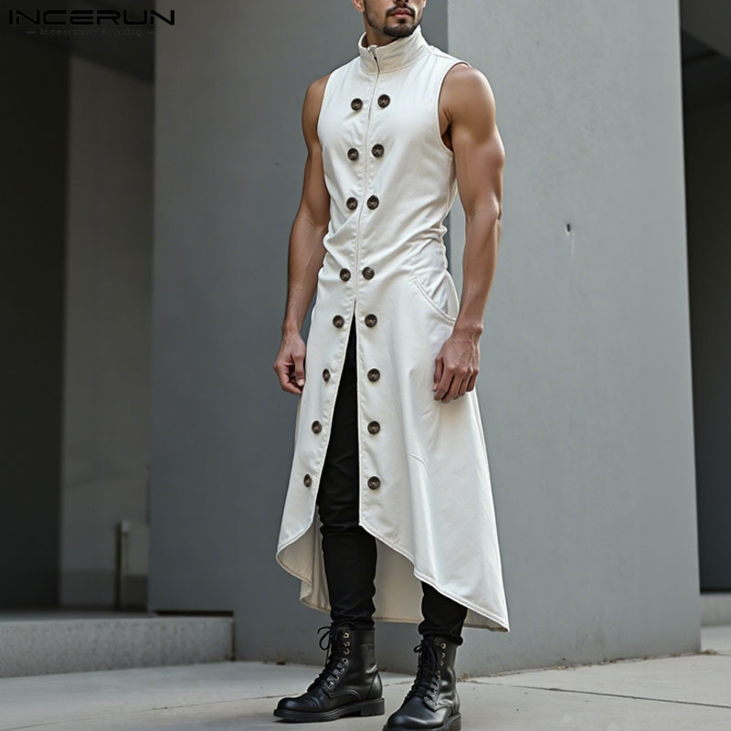 INCERUN Men Long Style Vests S - Street Fashion Style Male 评论和价格