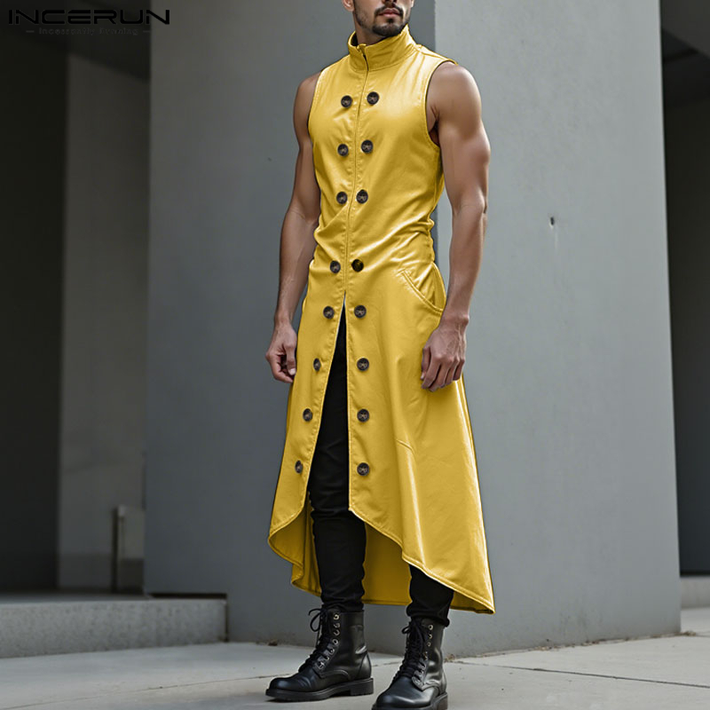 INCERUN Men Long Style Vests S - Street Fashion Style Male 评论和价格