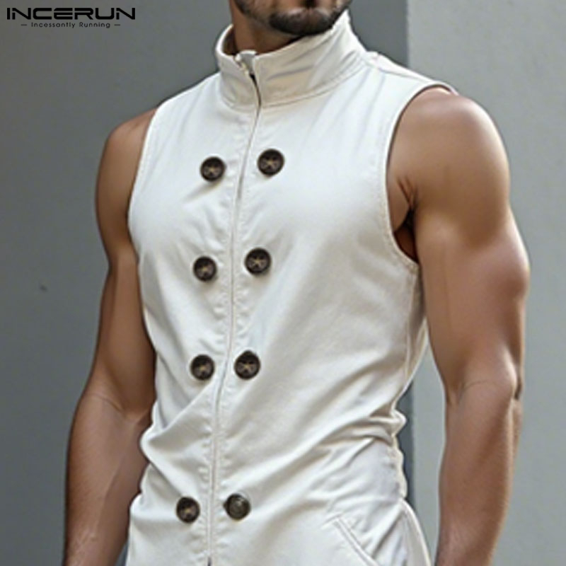 INCERUN Men Long Style Vests S - Street Fashion Style Male 评论和价格
